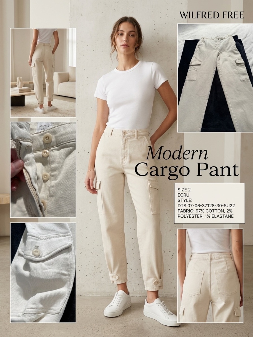 Aritzia Wilfred Free Modern Cargo Pants - Ecru / Beige - Size 2